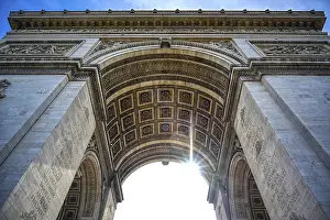 Western Europe Tourist Attraction Prints: A view of the Arc de Triomphe located in Paris