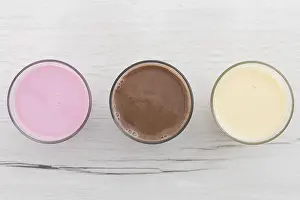 Healthy Breakfast Meal Ideas Prints: Top view assortment smoothies