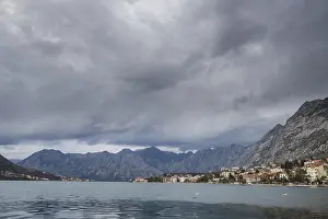 Prints of View the beautiful Kotor Bay as seen from Kotor town shore, Montenegro Montenegro Prints: Kotor Bay View Print from Montenegro Shore