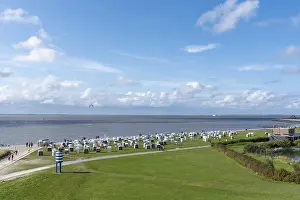 Lower Saxony Coastline Prints: View from the Blue Bridge over the beach