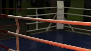 Deserted Sports Stadium Prints: Front view empty boxing ring