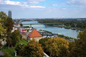 Prints of View over Bratislava and the Danube River, Slovakia Bratislava Prints: View over Bratislava and the Danube River Print, Slovakia