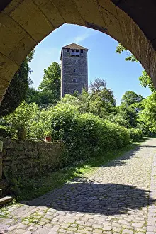 Lower Saxony Castles Prints: View through castle gate to castle tower