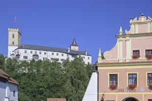 Czech Republic Tourist Landmark Prints: View of the castle from the main square