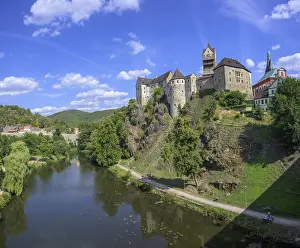 Deserted Castle In Czech Republic Prints: View of the castle and the river Cheb