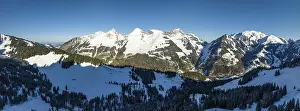 No People In Winter Landscape Prints: View to Chorblispitz and Euschelspass