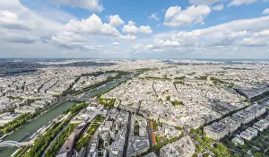 Eiffel Tower Landscape Prints: View across city from Eiffel Tower