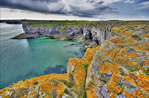 Pembrokeshire Wales Prints: A view from the cliffs of Barafundle Bay