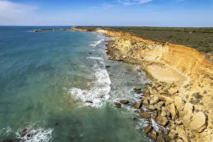 Southern Europe Coastal Scenes Prints: View over the cliffs with beach bays Calas de Conil