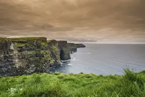 Cliffs Of Moher Ireland Prints: View over Cliffs of Moher on a overcast