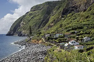 Steep Cliff Face Europe Prints: View of cliffs and settlement Rocha da Relva