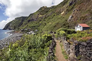 Uninhabited Coastal Area Europe Prints: View of cliffs and settlement Rocha da Relva