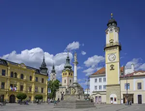 Central Europe Urban Scene Prints: View to the clock tower over the main square of