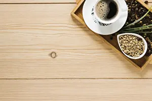 Top View Image Prints: Top view coffee tray with copy space