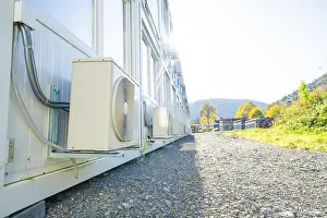 Southern Germany Refugee Crisis Prints: Side view of containers with air conditioning