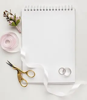 Empty Notebook Prints: Top view empty copy space notebook rings