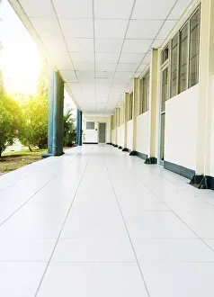 University Corridor Prints: View of a corridor of a student institution