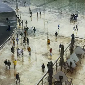 Related Prints: Crowd Scene Print with Window Reflection