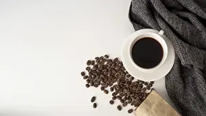 Coffee Cup Prints: Top view cup coffee with copy space2