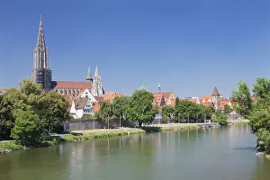 Historic Old Town Ulm Prints: View over the Danube to the Munster