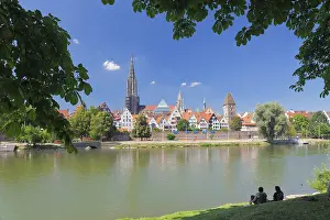 Gothic Church Architecture Prints: View over the Danube to the Munster