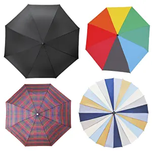 Isolated On White Background Studio Shot Prints: Top view of four different open parasols