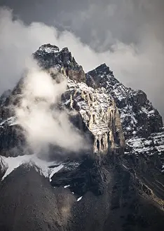 Mountain Peak Prints: Detail view, dramatic light atmosphere on the mountain