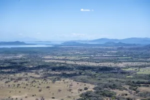 Costa Rica National Park Prints: View over dry plain to the sea
