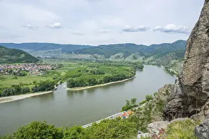 Austrian Castle Architecture Prints: View from Durnstein castle in spring
