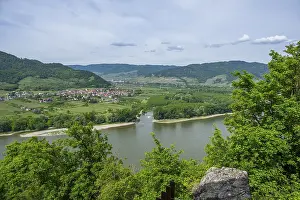 Historic Fortification Austria Prints: View from Durnstein castle in spring