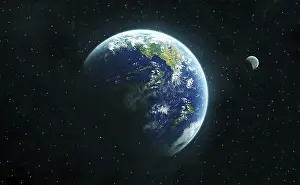 Earth From Space Prints: View of Earth from outer space with visible continents and oceans
