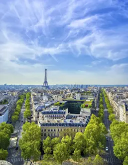 French Landmark Photography Prints: A view of the Eiffel Tower and Paris