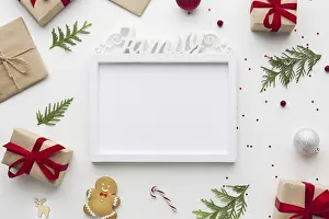High Quality Photo Prints: Top view frame on a table with mock up