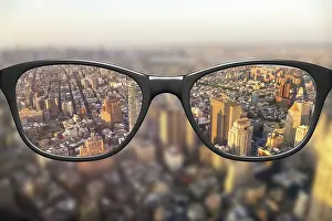 Computer Graphics Illustration Prints: View through glasses sharp with glasses unsharp without glasses 3d rendering