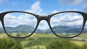 Fashionable Eyeglasses Prints: View through glasses sharp with glasses unsharp without glasses