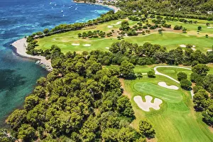 Empty Beach Scene Europe Prints: View of a golf resort