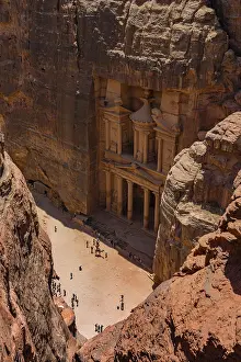 Al Khazneh Facade Prints: View from above into the gorge Siq