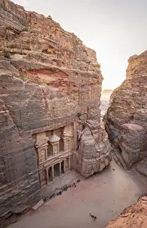 Rock Carved Treasure House Prints: View from above into the gorge Siq