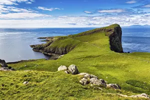 High Angle View Scotland Prints: View from above on headland with steep cliffs