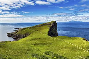 British Coastal Landscape Prints: View from above on headland with steep cliffs