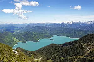 Bavaria Landscape Prints: View from the Heimgarten to the Walchensee