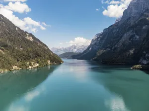 Uninhabited Waterfront Scenery Prints: View over the Klontalersee