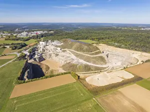 Agricultural Land Use Aerials Prints: View of a large quarry with surrounding fields and forests
