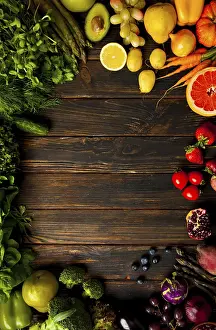 Agricultural Products Prints: Top view of large amount of various vegetables