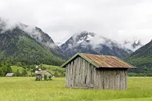 Cloud Covered Mountains Prints: View from the Loretto meadows to cloud-covered mountains