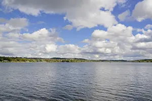 Water Reservoir Europe Prints: View over the Mohnesee, blue cloudy sky