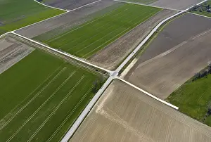 Central Europe Countryside Scene Prints: View from above of a mosaic of fields