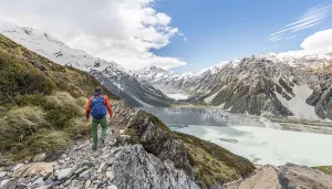 Glacier Lake Scenery Prints: View of Mount Cook and Hooker Valley