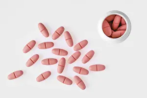 Pain Relief Medication Prints: Top view of multi vitamin comples pills
