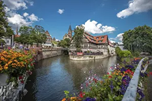 Sacred Buildings In Germany Prints: View of the Neckar River and the St